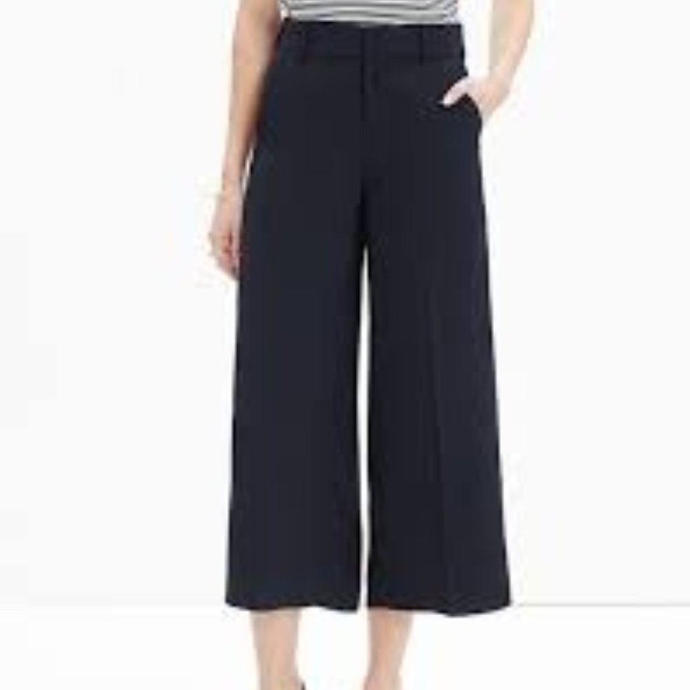 Madewell Stockton Black High Rise Cropped Wide Leg Culottes Pants size 6